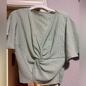Shein crop top- mint green, size small tie front